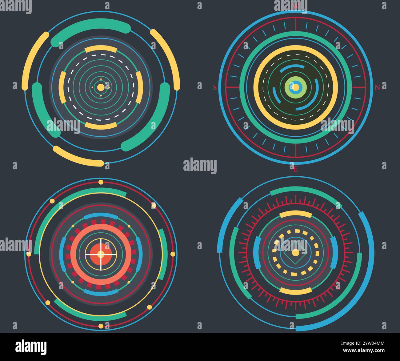 Kreiselemente für Dateninfografiken. Satz von Sci Fi Modern User Interface-Elementen Stock Vektor