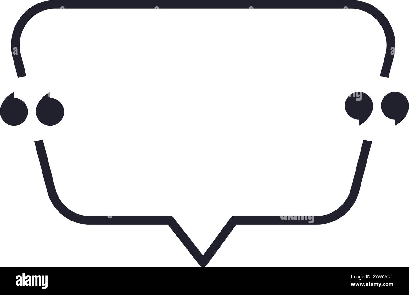 Leere rechteckige Sprechblase mit Anführungszeichen, die dazu einladen, mit bedeutungsvollen Wörtern, Gedanken oder Ideen gefüllt zu werden, bietet einen vielseitigen Raum für c Stock Vektor