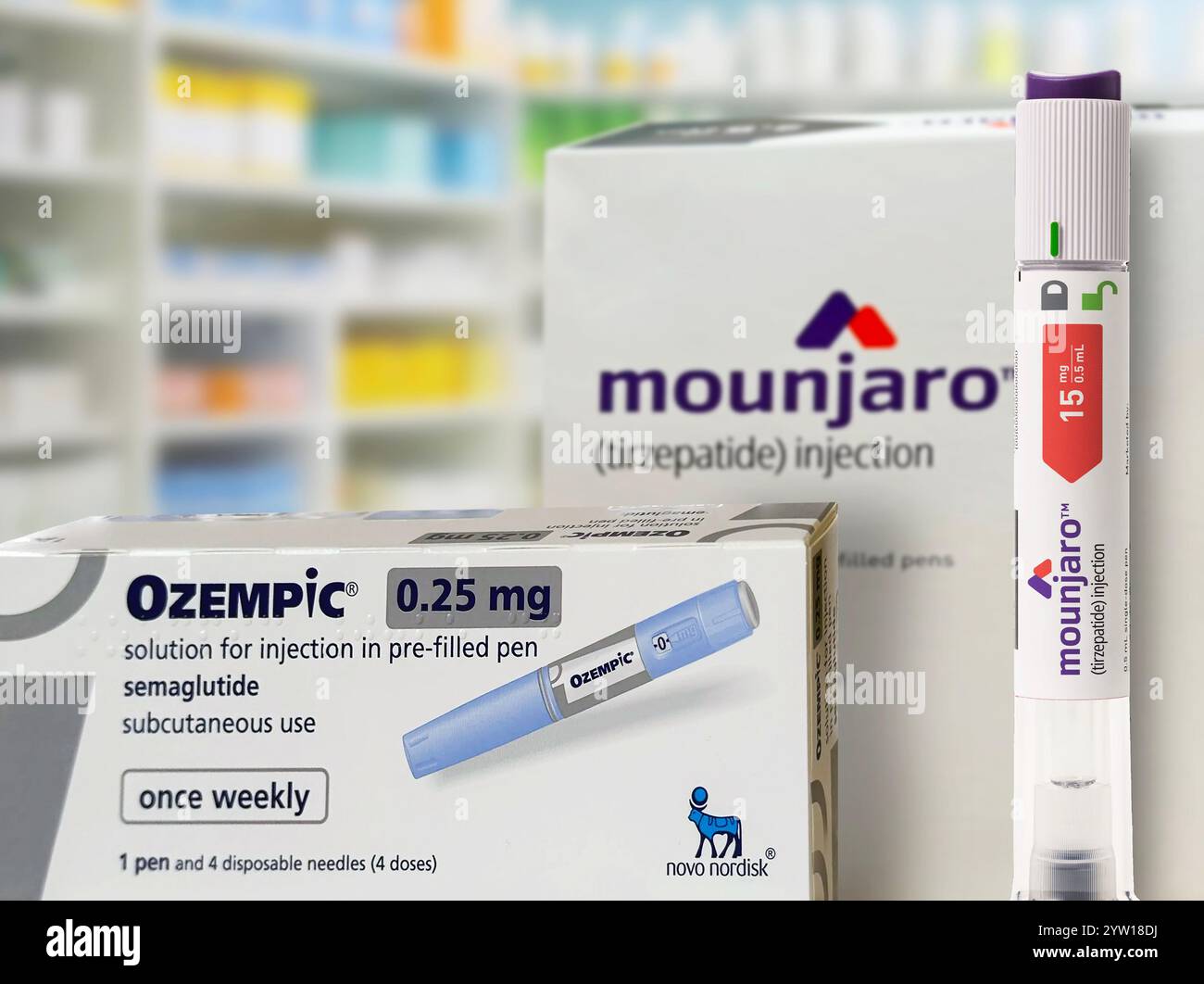 Ozempic von Novo Nordisk und Mounjaro von Eli Lilly mit Injektions-Pen