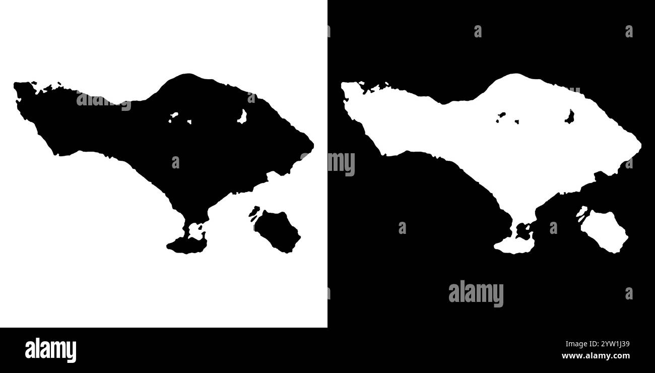 Bali Insel Karte Silhouette. Schwarzweiß-Konzept. Vektorabbildung. Stock Vektor