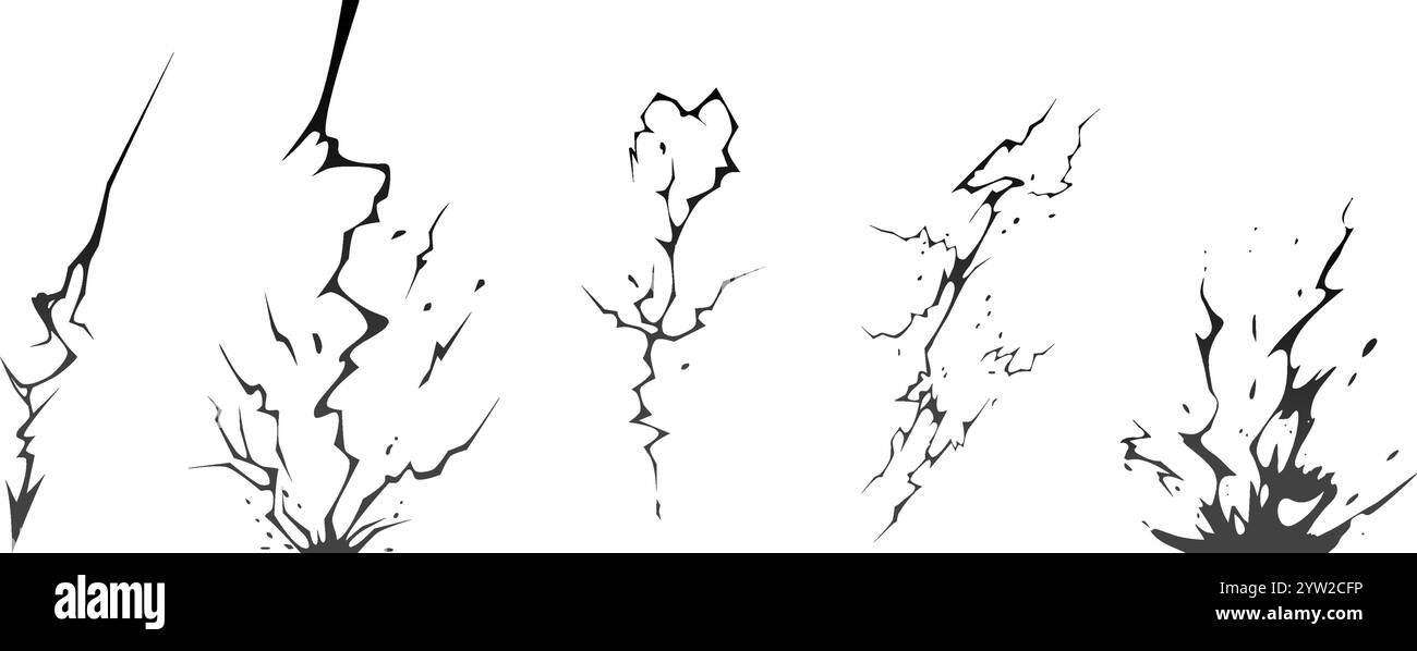 Blitzschlag Silhouetten Sequenzvektor-Illustration. Stock Vektor