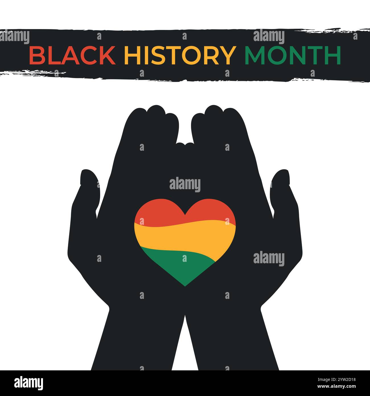 Black History Month feiern. Rot, grün, gelb gefärbtes Herz in schalen Händen. Vektorabbildung Stock Vektor