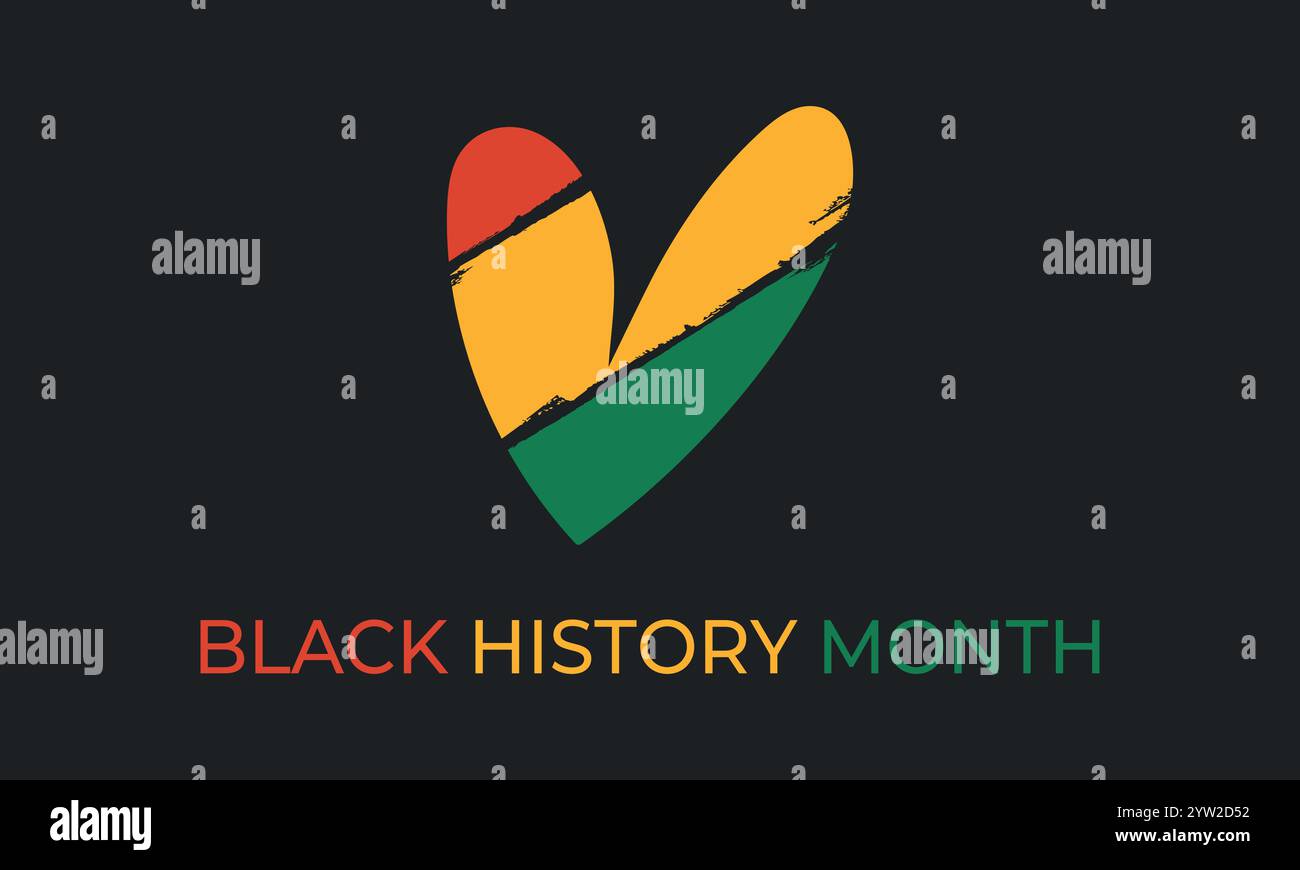 Black History Month feiern. Afroamerikanische Geschichte. Rot, gelb und grün lackiertes Herz. Vektorabbildung Stock Vektor