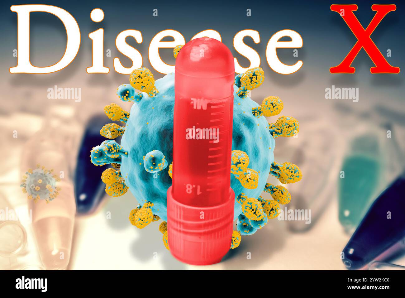 Ausbruch der Krankheit X, Virus der Krankheit X, das grippeähnliche Symptome enthält, Erreger, der eine ernsthafte internationale Epidemie verursachen könnte Stockfoto Ausbruch der Krankheit X, Virus der Krankheit X, das grippeähnliche Symptome enthält, Erreger, der eine ernsthafte internationale Epidemie verursachen könnte Stockfoto