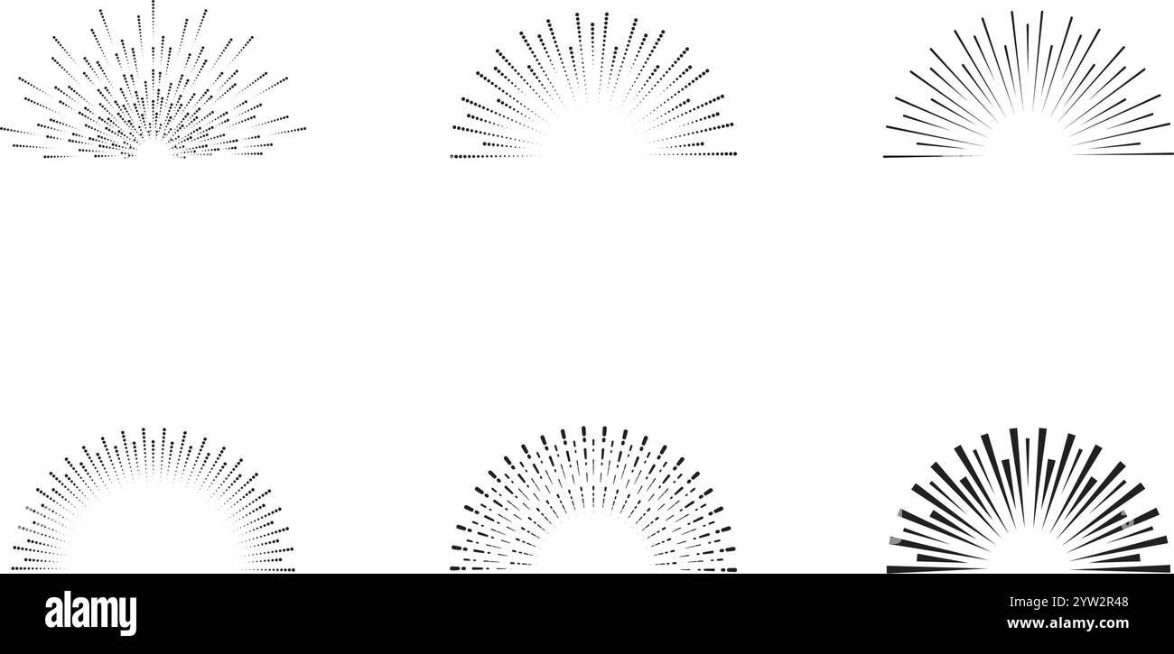 Sonnenschein im Vintage-Stil. Vektor-Symbole für Sonnenschliff gesetzt Stock Vektor