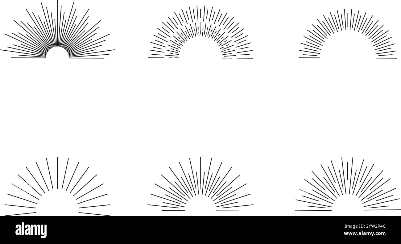 Sonnenschein im Vintage-Stil. Vektor-Symbole für Sonnenschliff gesetzt Stock Vektor