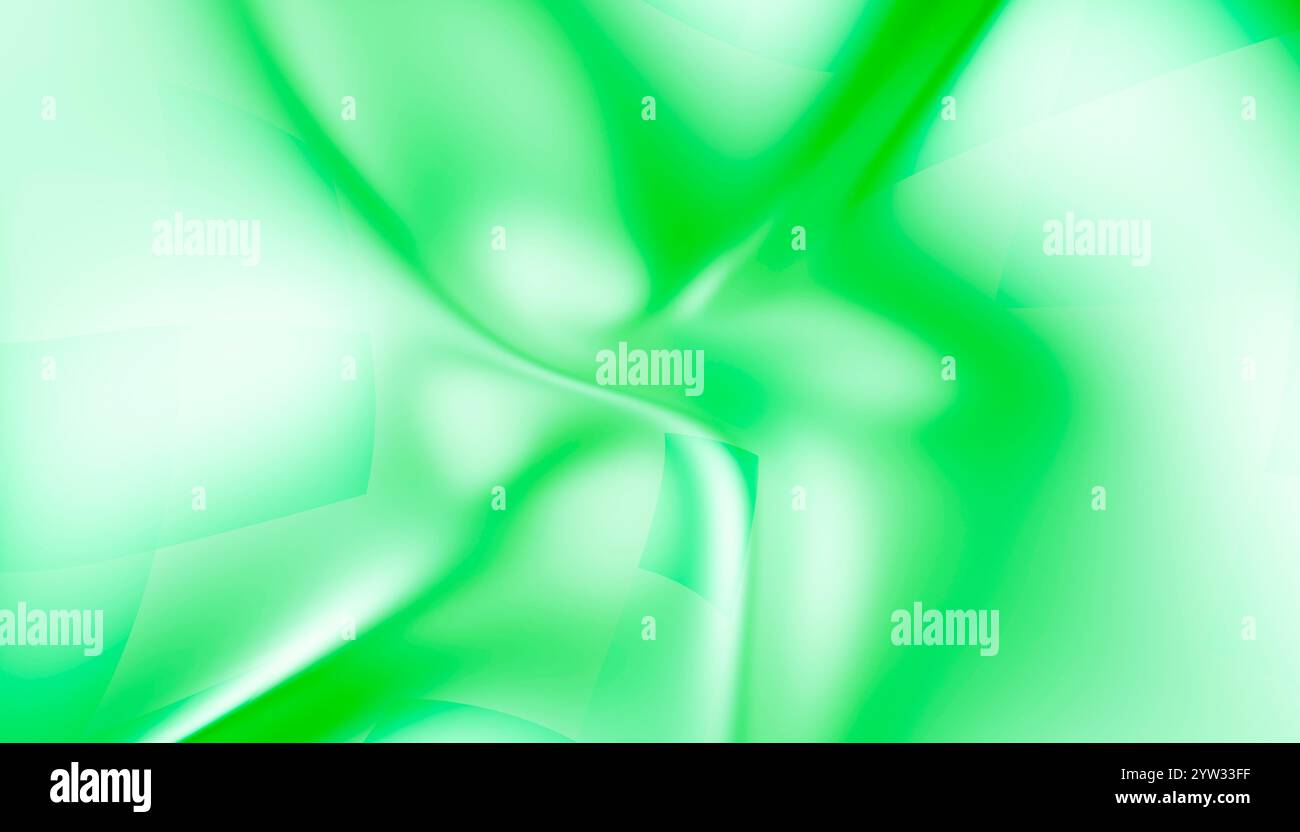 Abstrakte grüne und weiße fließende Formen schaffen eine glatte und moderne Hintergrundstruktur. Stockfoto