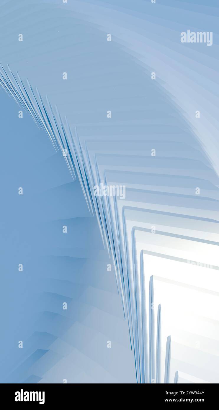 Abstrakte blaue digitale Kunst, die eine Reihe von glatten Linien und geometrischen Formen darstellt, die ein Gefühl von Bewegung erzeugen. Stockfoto