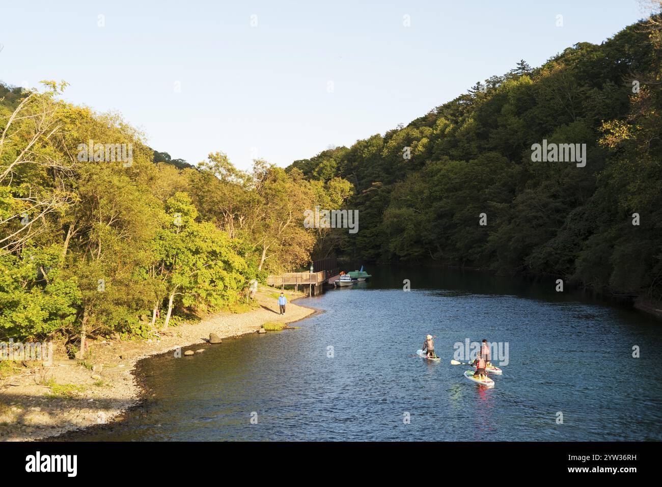 Paddeln, Sport, Shikotsu-Toya Nationalpark, Shikotsu See, Chitose, Hokkaido, Japan, Asien Stockfoto