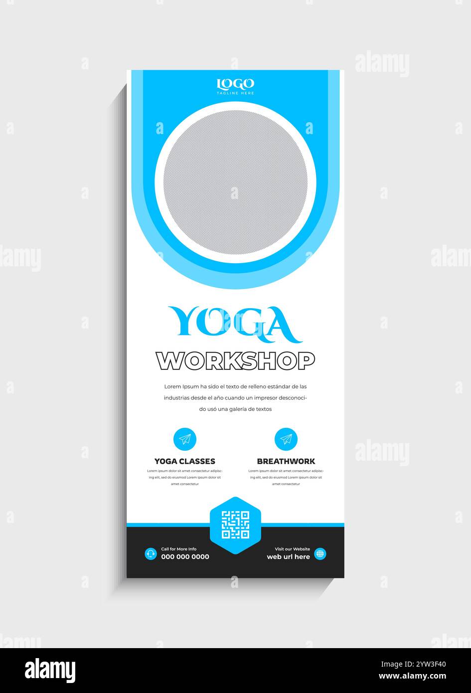 Yoga Fitness Stand Roll-Up Banner Vorlage Design Stock Vektor