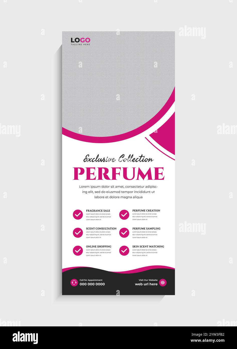Parfüm Business Stand Roll Up Banner Template Design Stock Vektor