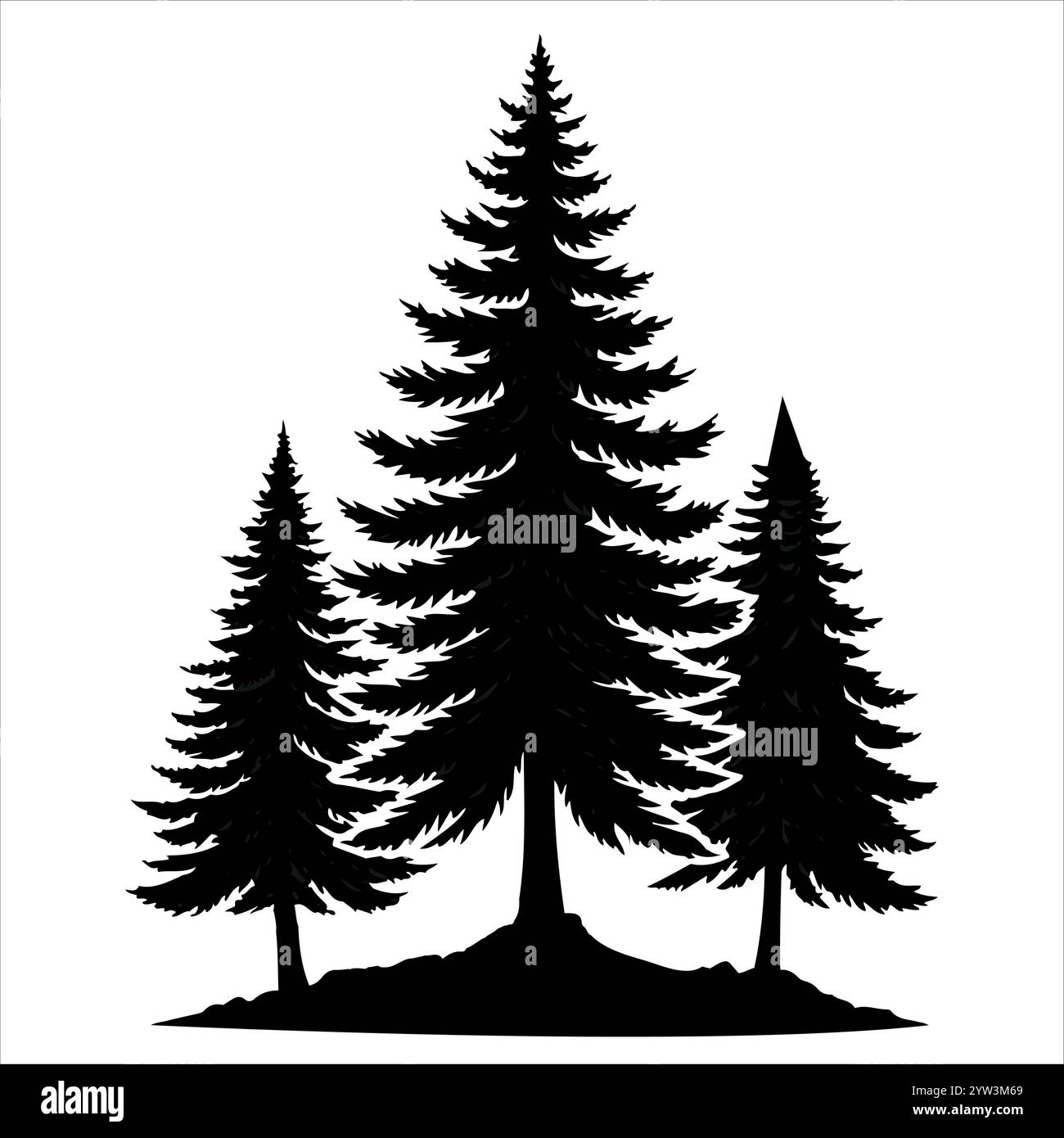 Silhouette Kiefernbaum Art auf Hintergrund Stock Vektor