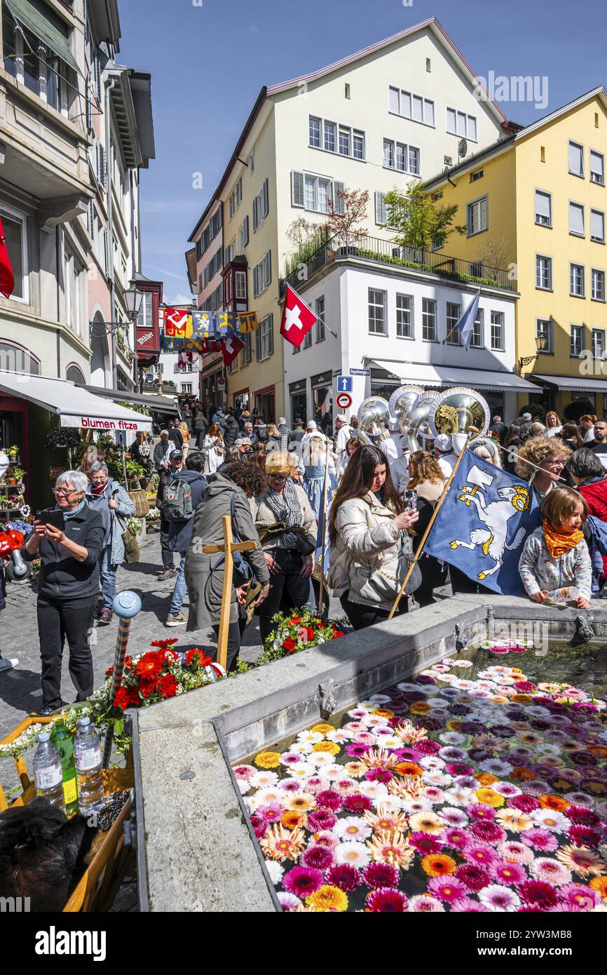 Altstadt Zürich, Münzplatz, Sechselaeuten oder Saechsilueuete, Zürcher Frühlingsfest, Zürich Stockfoto