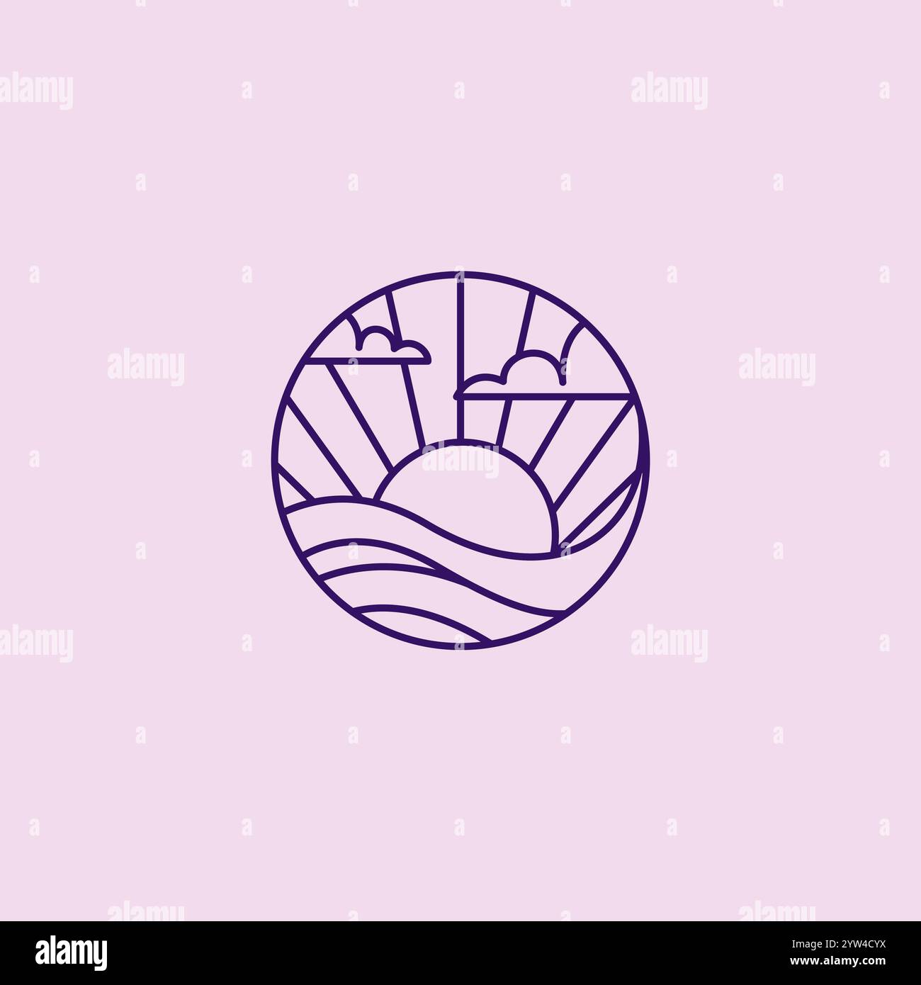 Sun Wave und Cloud-Logo. Symbol Für Sonnenuntergang Stock Vektor