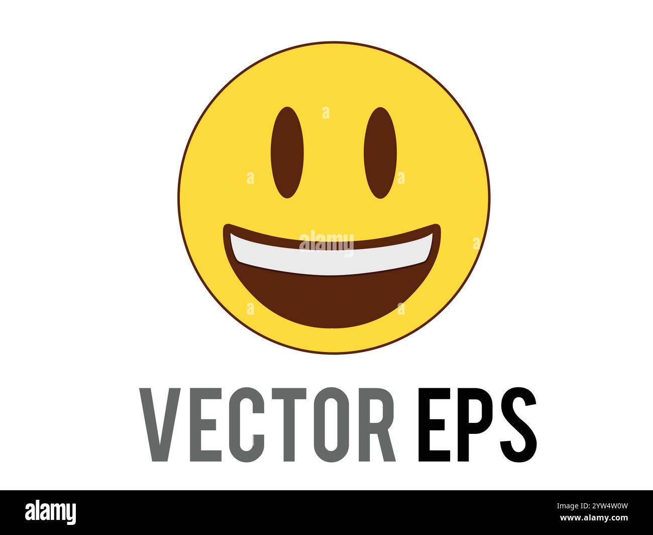 Das gelbe lächelnde Gesicht des isolierten Vektors mit weißen Zähnen Stock Vektor