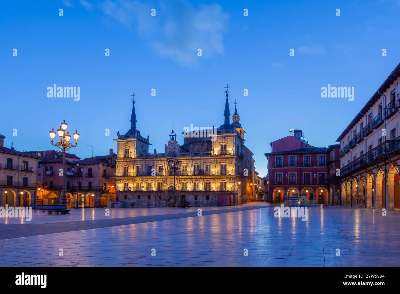 Plaza Mayor, Leon, Kastilien und Leon, Spanien Stockfoto