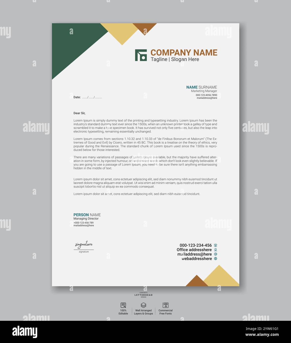 Modernes Vorlagen-Paket für Firmenbriefbögen mit minimalen abstrakten Designs, klaren Layouts, professionellem Branding und druckfertigen Geschäftsdokumenten Stock Vektor