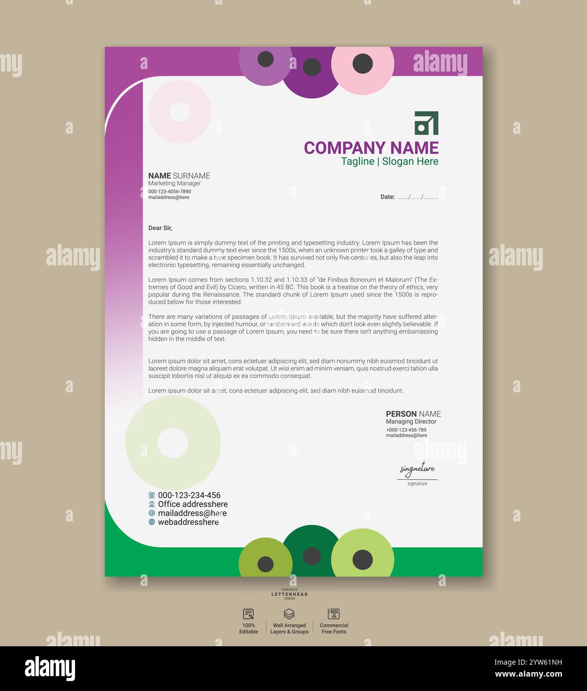 Modernes Vorlagen-Paket für Firmenbriefbögen mit minimalen abstrakten Designs, klaren Layouts, professionellem Branding und druckfertigen Geschäftsdokumenten Stock Vektor