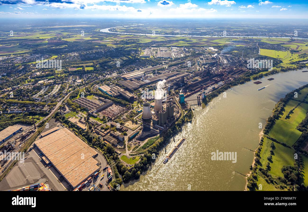 Luftaufnahme, Hüttenwerke Krupp Mannesmann GmbH HKM am Rhein, Hüttenheim, Duisburg, Ruhrgebiet, Nordrhein-Westfalen, Deutschland, Duisburg-S Stockfoto