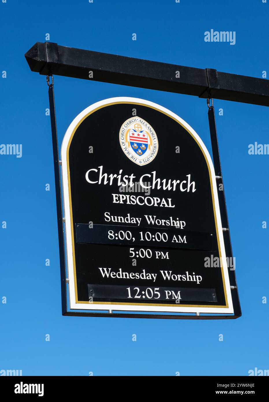 Alexandria, Virginia, USA. Christ Church Sign, Bischofszeichen. Stockfoto