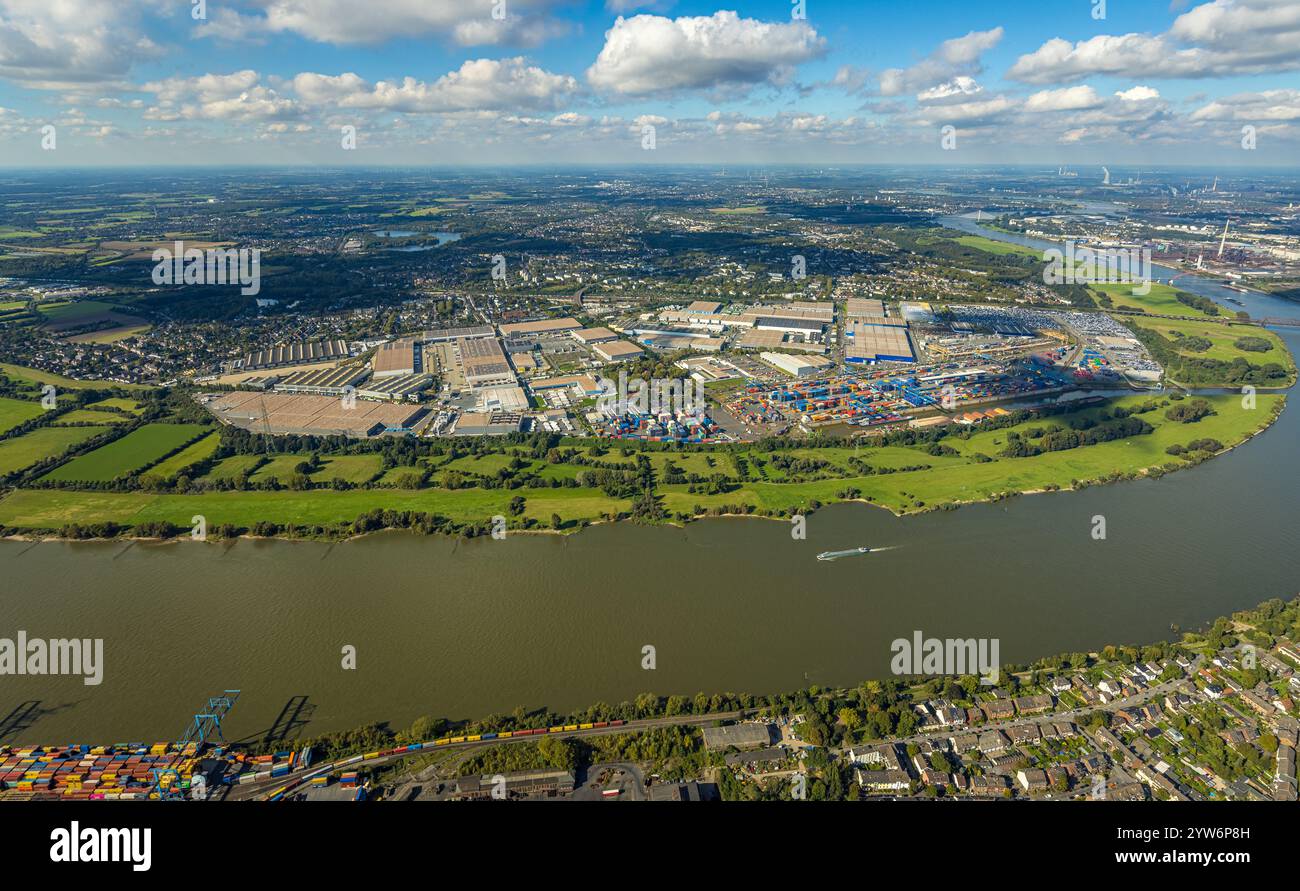 Luftaufnahme, Logport I (Eins) Rheinhausen, duisport mit D3T Duisburg Trimodal Terminal, DIT Duisburg Intermodal Terminal und Automobillogistik ein Stockfoto