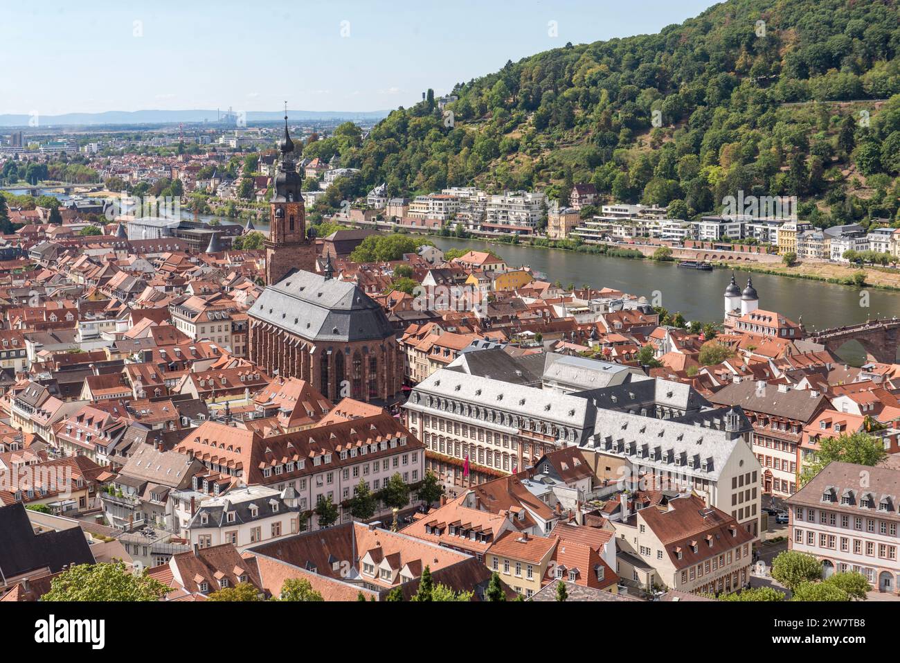 Heidelberger Stadtzentrum mit Heilig-Geist-Kirche, Heidelberg, Baden Württemberg, Deutschland, 20. August 2022 Stockfoto