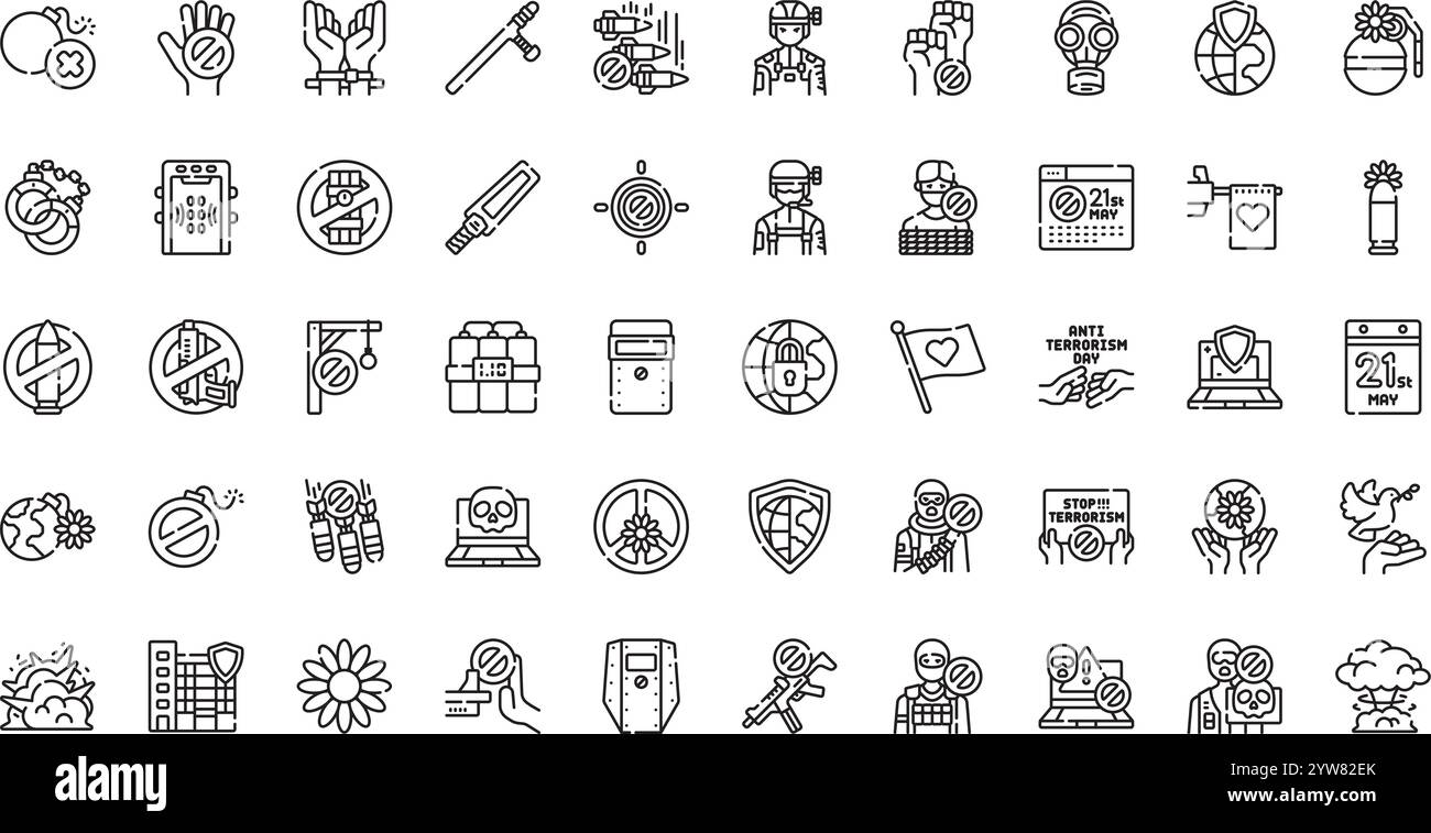 Hochwertige Sammlung von Vektorsymbolen mit editierbarer Kontur. Ideal für professionelle und kreative Projekte. Stock Vektor