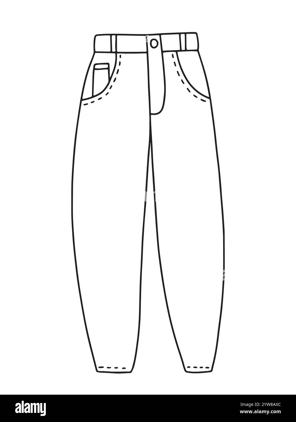 Mom Fit Jeans Kritzelvektor Illustration Stock Vektor