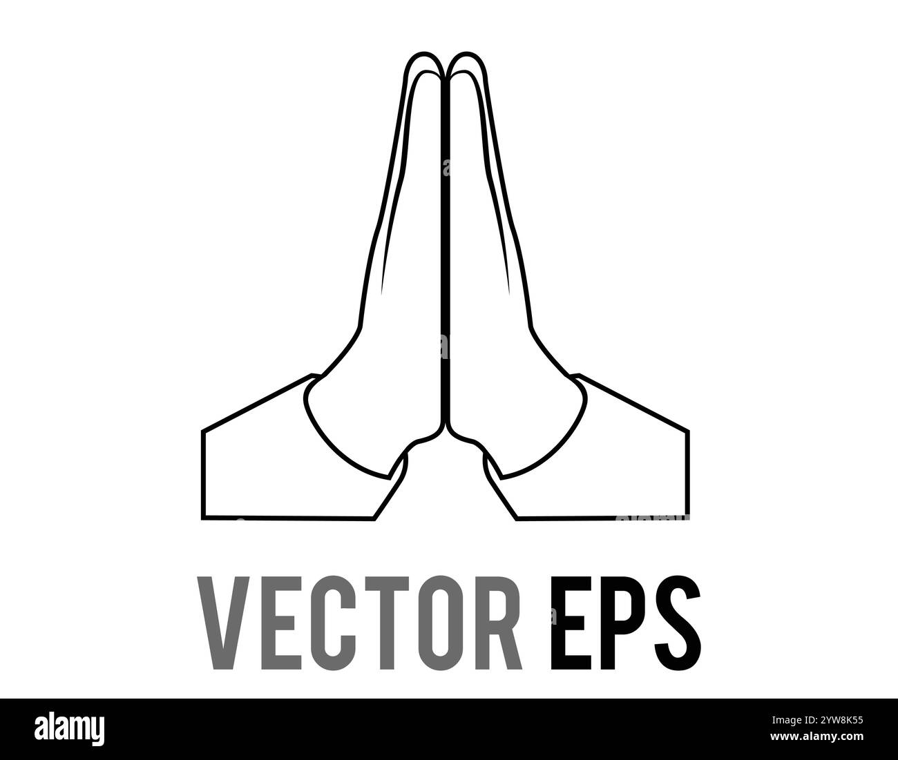 Zwei Hände zusammen, Symbol, das bedeutet bitte oder danke in der japanischen, thailändischen Kultur, für das Gebet, mit der gleichen Geste wie betende Hände, h Stock Vektor