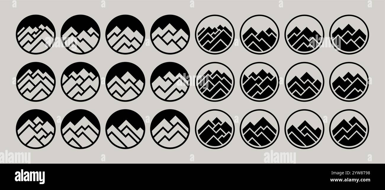 Set mit modernem Bergkreis-Logo Stock Vektor