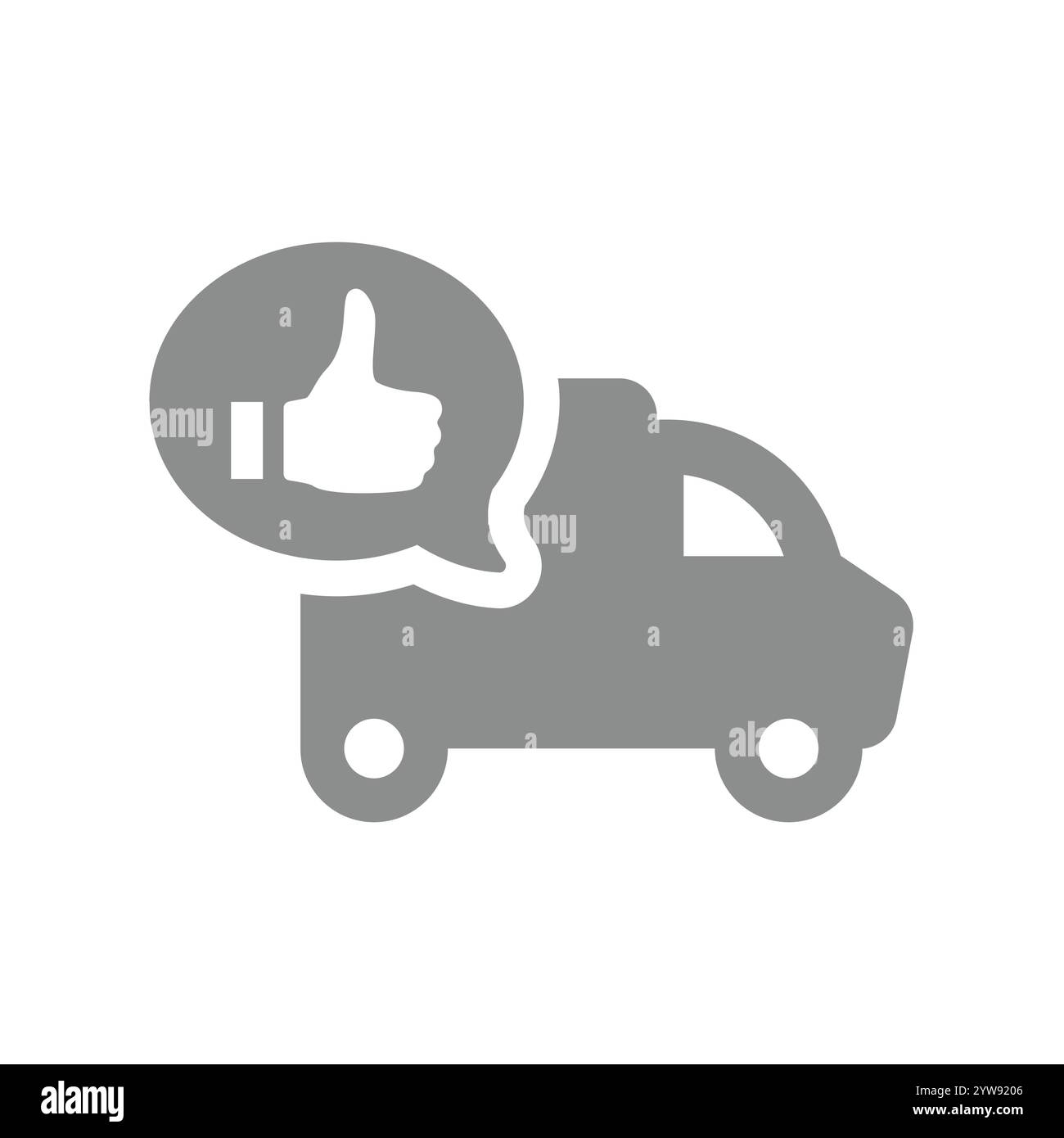 Positives Feedback Delivery Service Vektor. Lieferung von Lieferwagen oder Lkw mit dem Symbol „Bubble“, Kundenzufriedenheitsbewertung. Stock Vektor