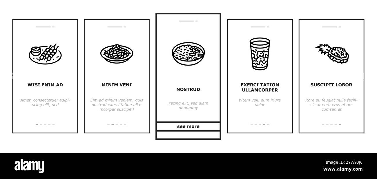thai Cuisine Food asia Onboarding Icons setzen Vektor Stock Vektor
