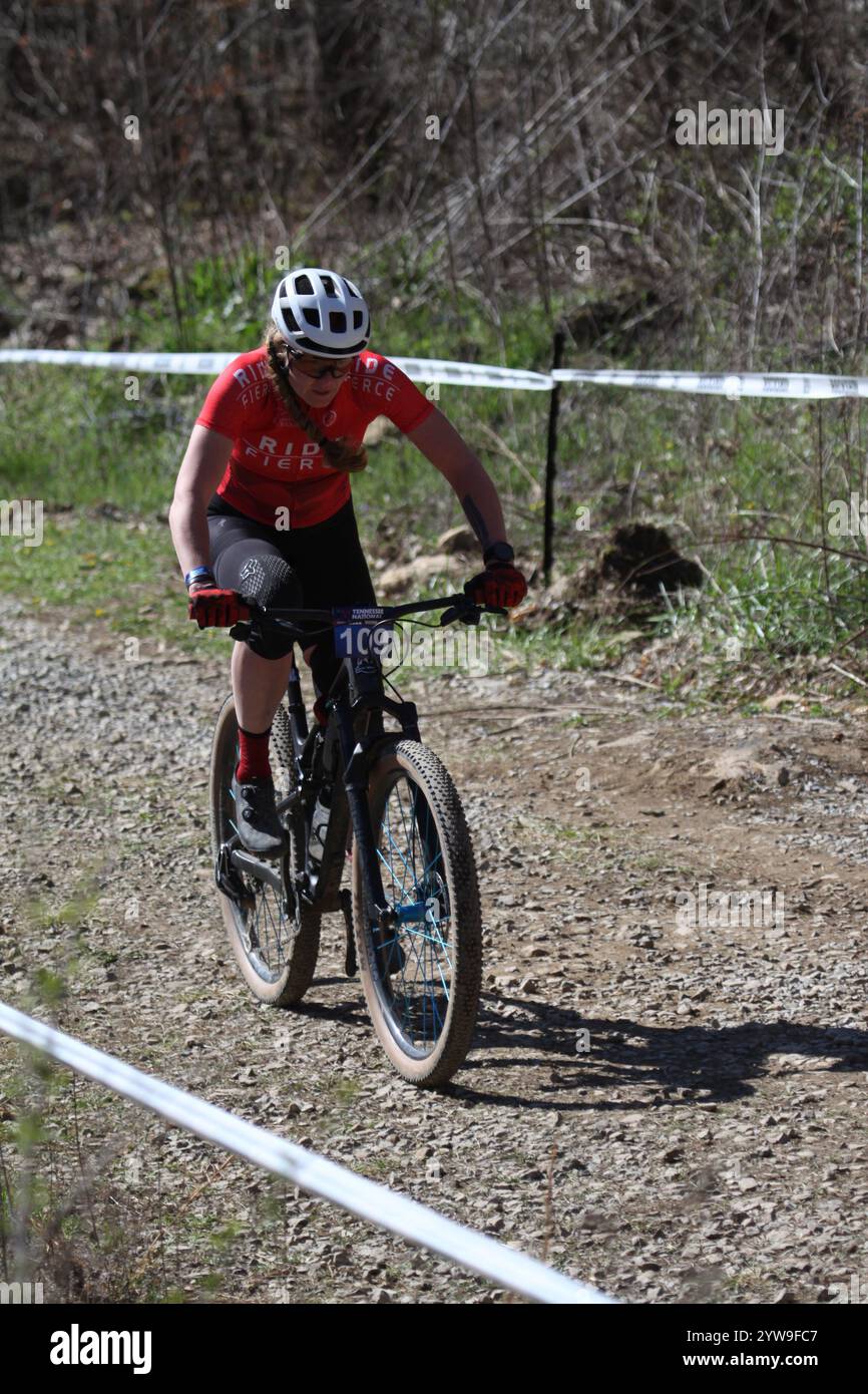 Tennessee National Mountain Bike Festival 2024 XCO Race 2024 im WindRock Bicycle Park in Oliver Springs, Tennessee, USA. Stockfoto