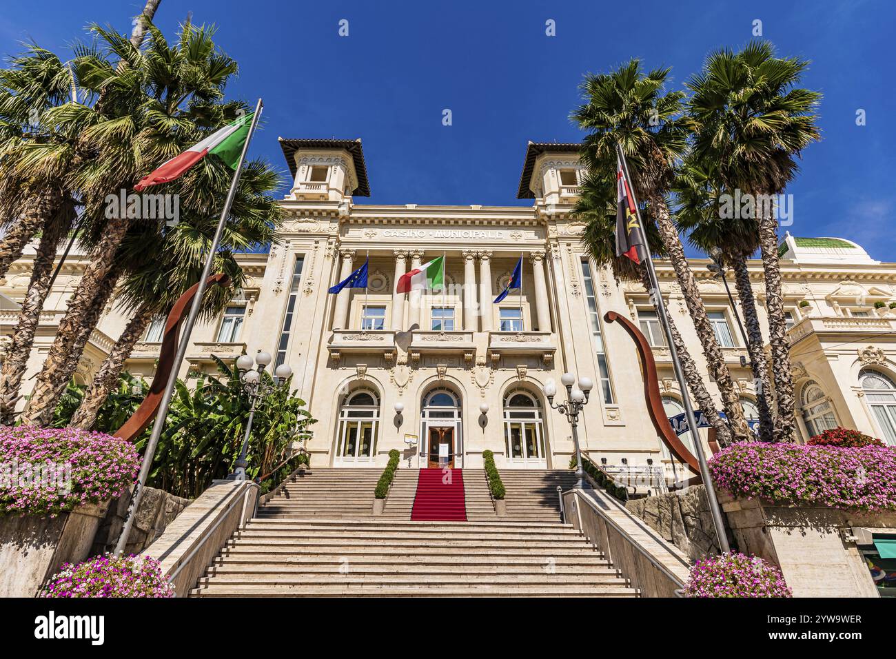 Außenansicht des Kasinos, des historischen Kasinos in Sanremo, San Remo, Imperia, Ligurien, Italien, Europa Stockfoto