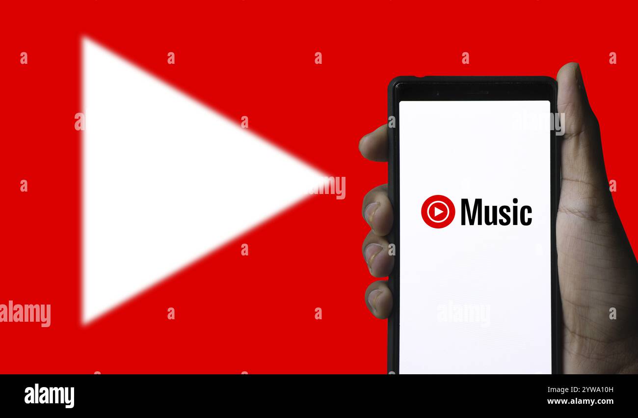 YouTube Music Logo auf Smartphone Stockfoto