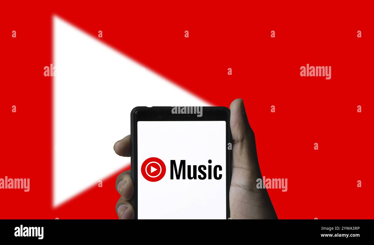 YouTube Music Logo auf Smartphone Stockfoto