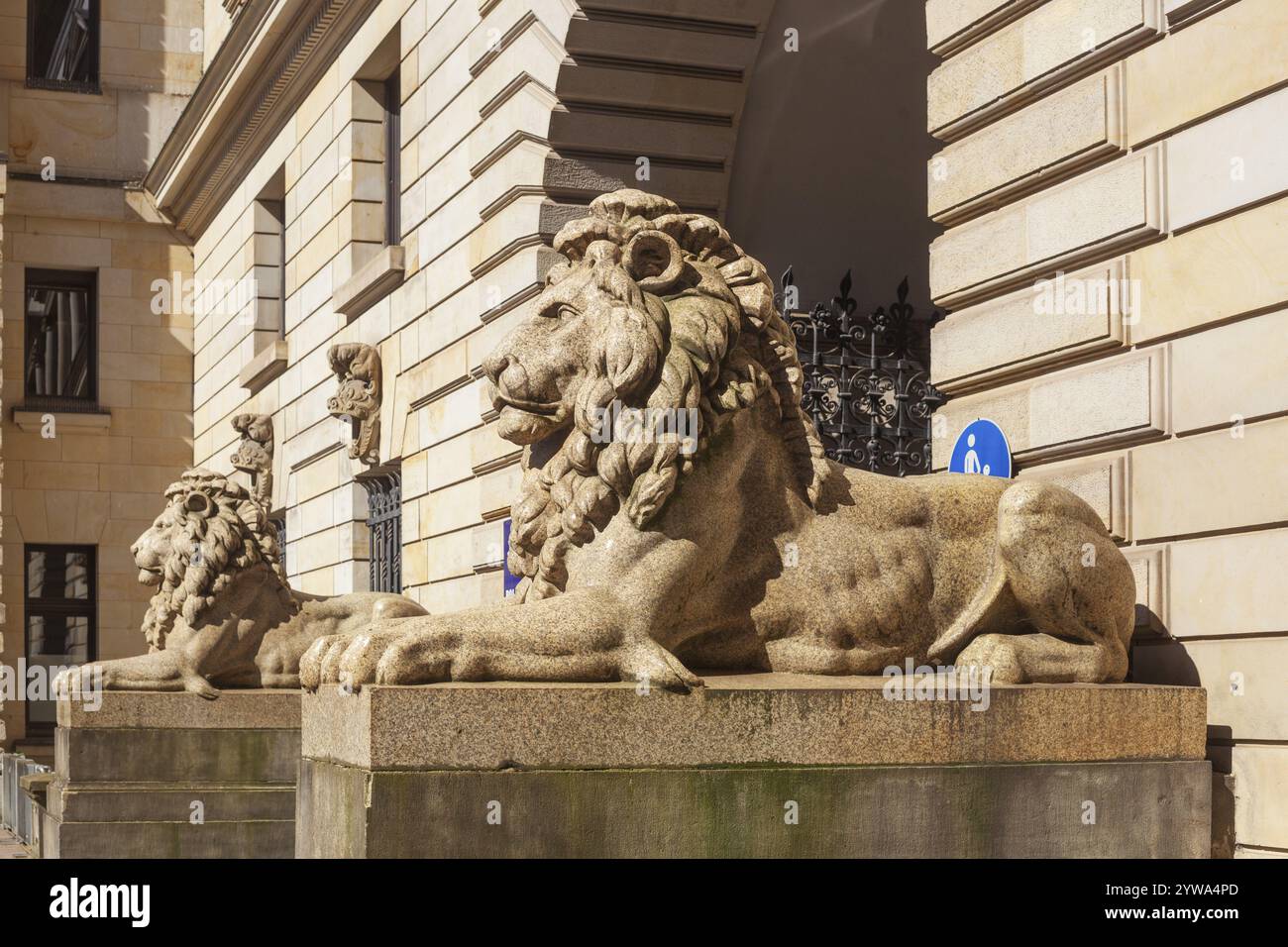 Löwenstatue im Hamburger Rathaus, Hamburg, Deutschland, Europa Stockfoto