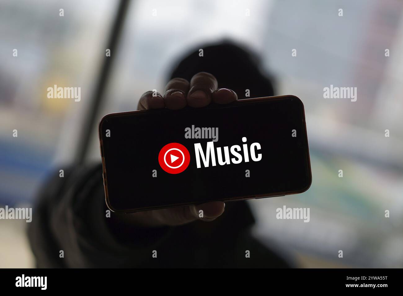 YouTube Music Logo auf Smartphone Stockfoto