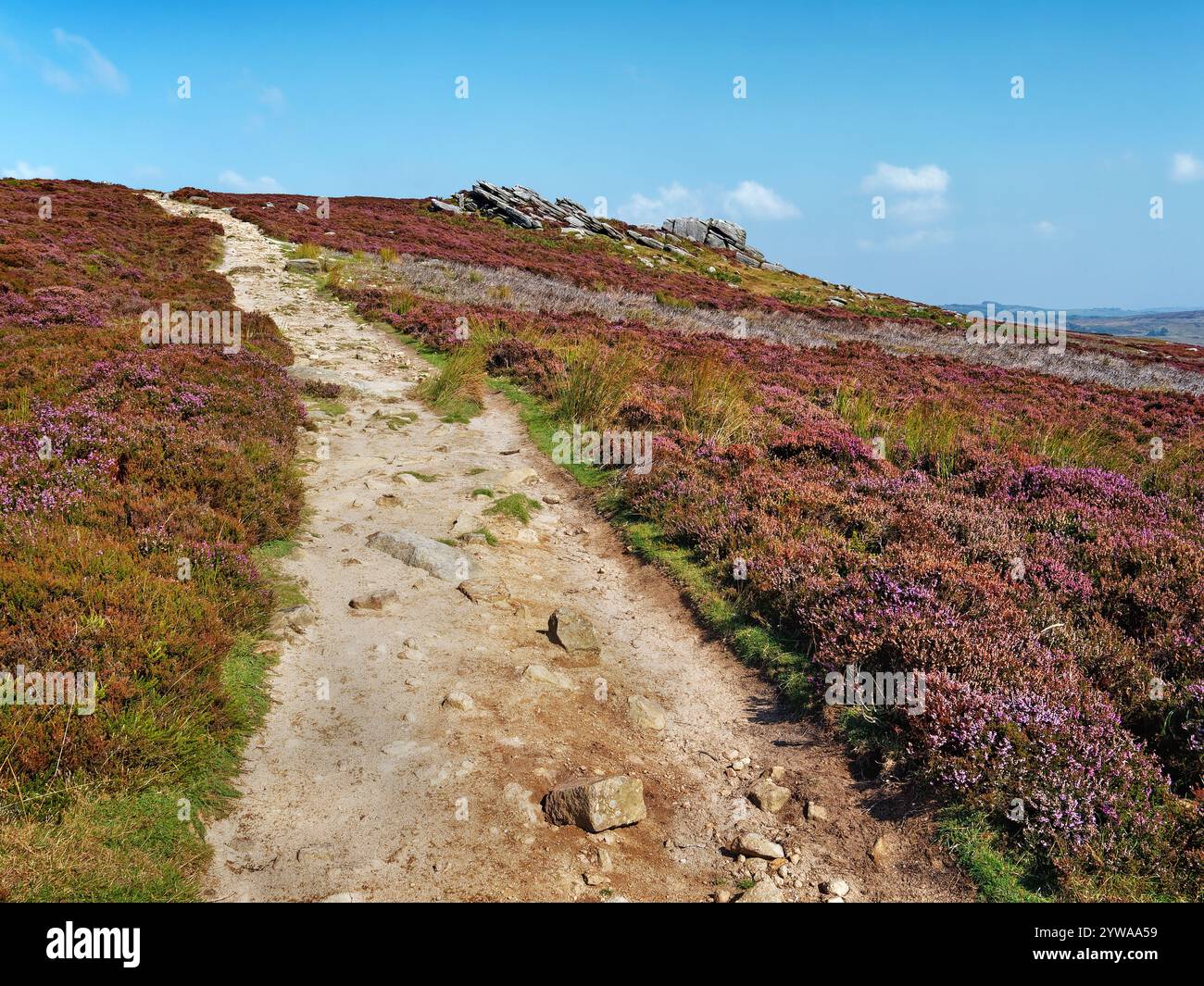 Großbritannien, Derbyshire, Peak District, Derwent Edge, Hurkling Stones. Stockfoto