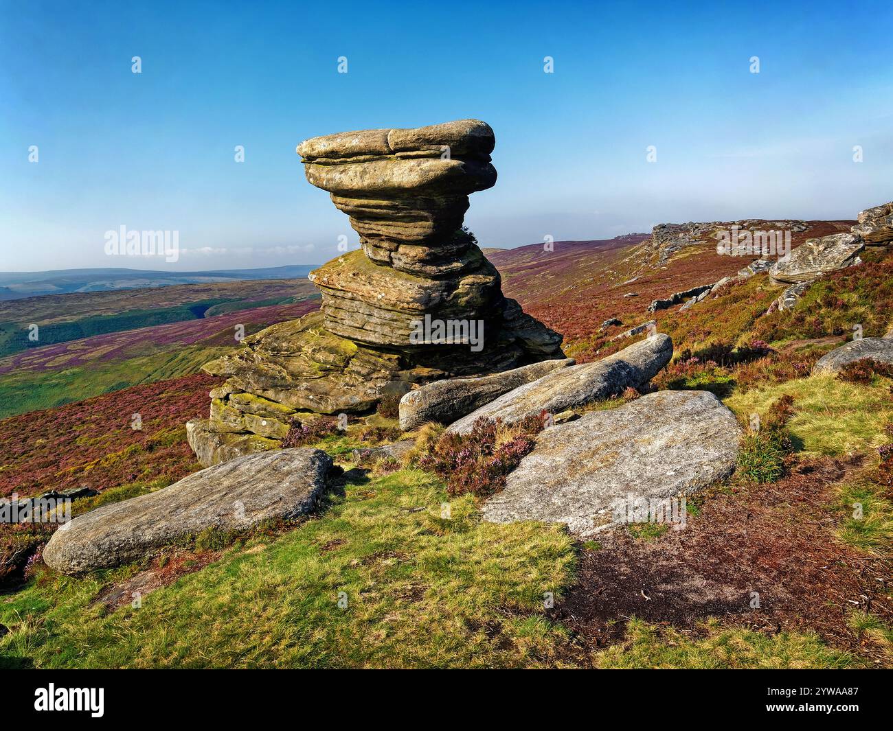 Großbritannien, Derbyshire, Peak District, Derwent Edge, Salt Cellar. Stockfoto
