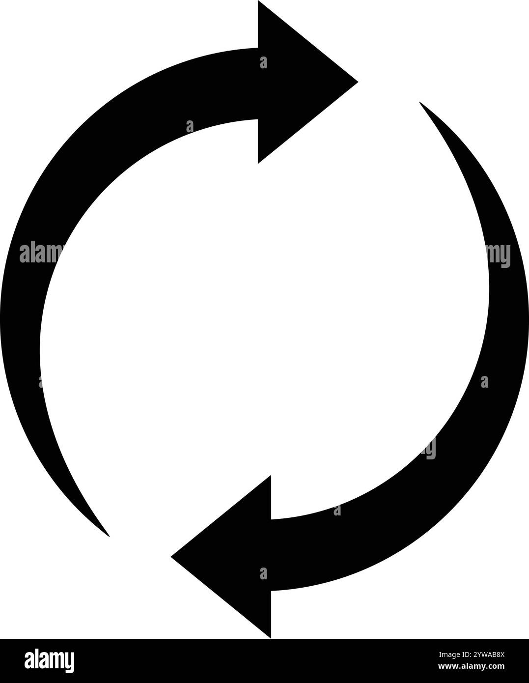 Erfrischungskreispfeil, zwei Pfeilkreise, Aktualisierungssymbol, Pfeil im Uhrzeigersinn, Pfeil drehen, Symbol „Neu laden“, Symbol „Aktualisieren“, Zeichen „in Bearbeitung“, „Recycling“, Stock Vektor