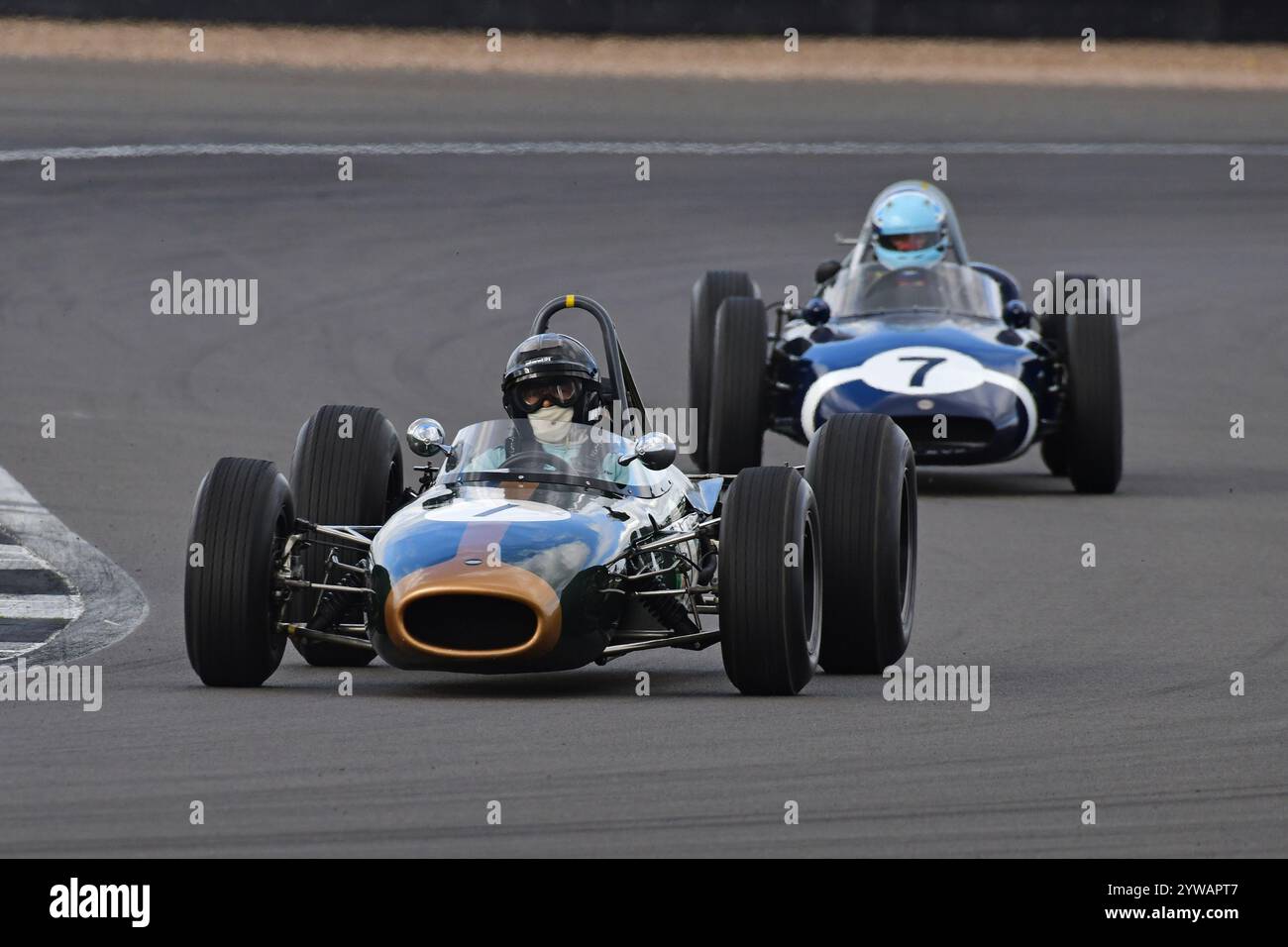 John Romano, Brabham BT11, HGPCA Pre-1966 Grand Prix Cars, Historic Grand Prix Cars Association, 20 Minuten Rennstrecke, Nachkriegs-Grand mit Heckmotor Stockfoto