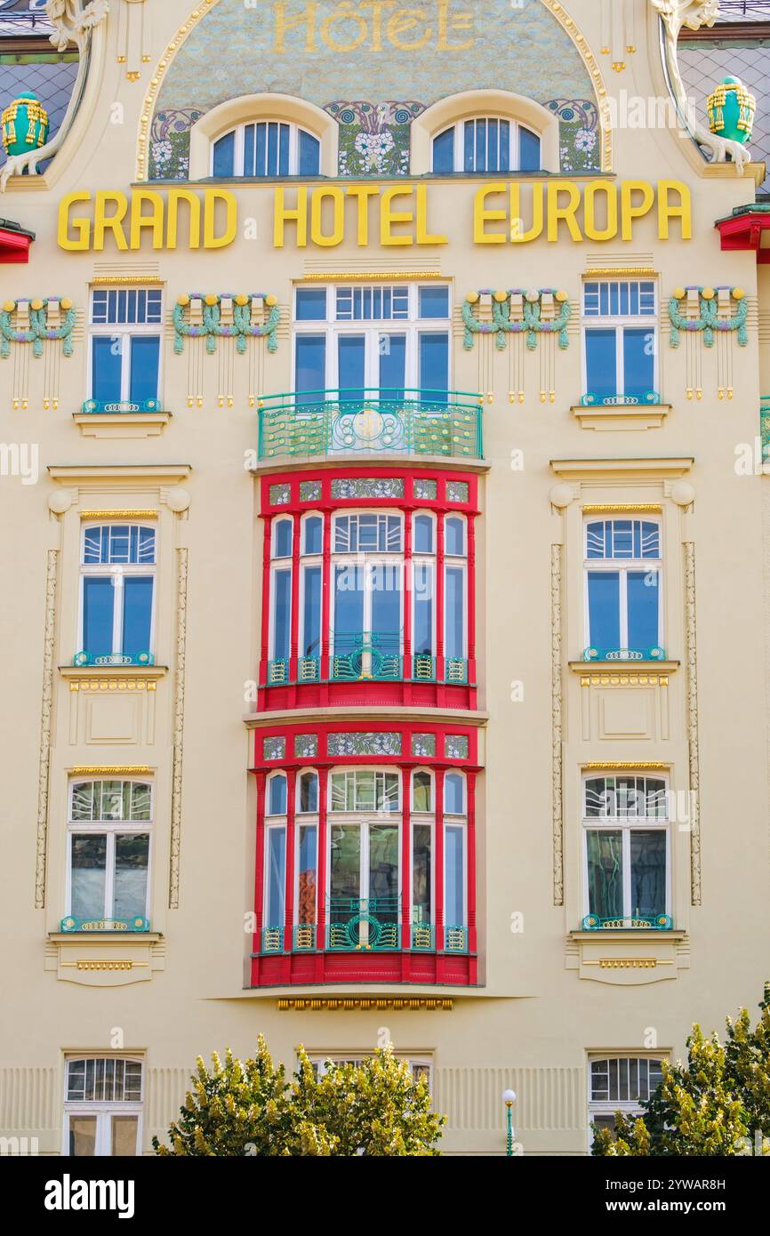 Grans Hotel Europa, Jugendstilarchitektur, Prag, Tschechien, Tschechien. Stockfoto