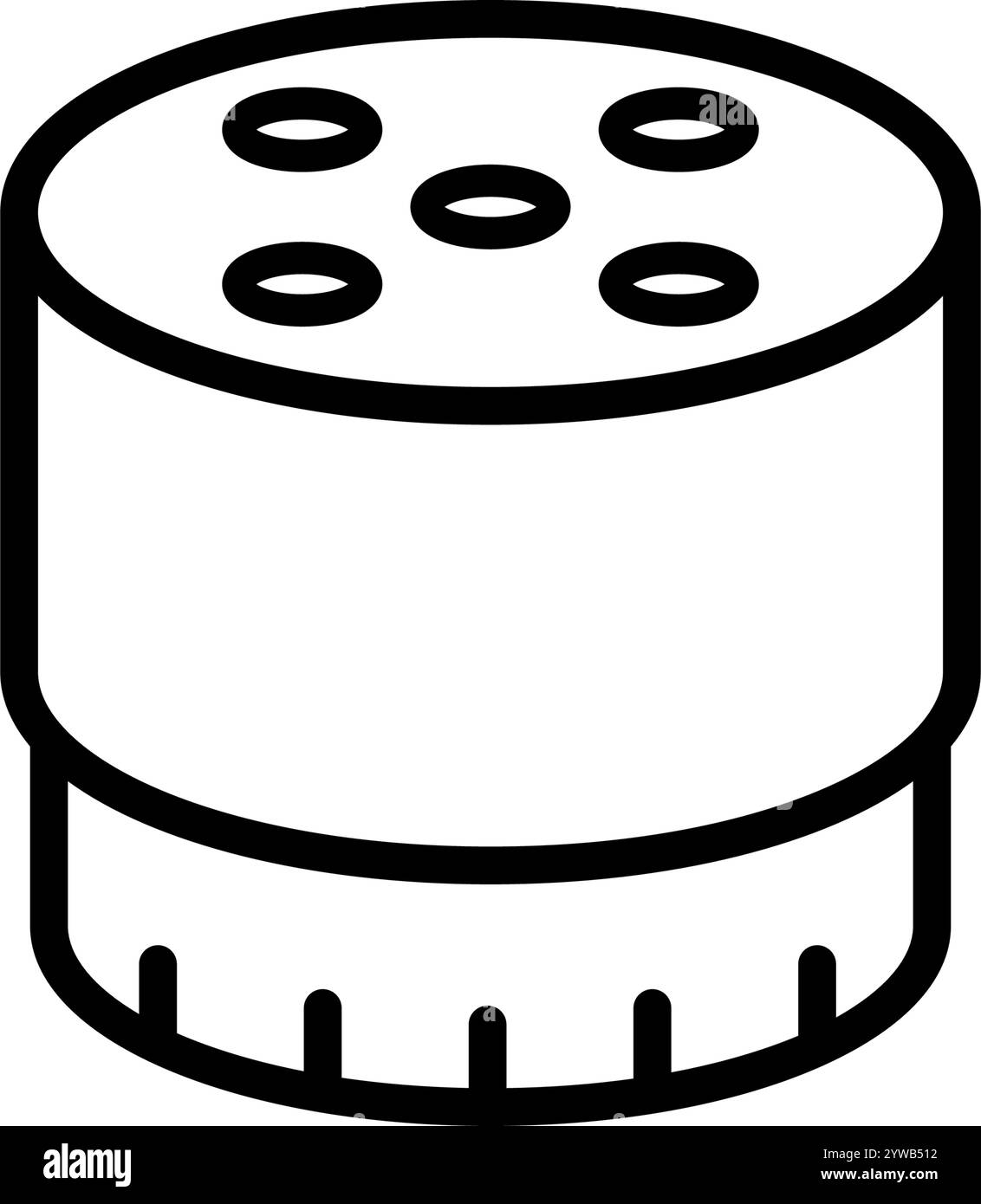Symbol für Autoölfilter. Flüssigkeitsvektor des Kfz-Filters. Kraftstoffeinlass auf einer Seite, Auslass auf der anderen. Einfache Illustration isoliert auf weißem Hintergrund. A Stock Vektor