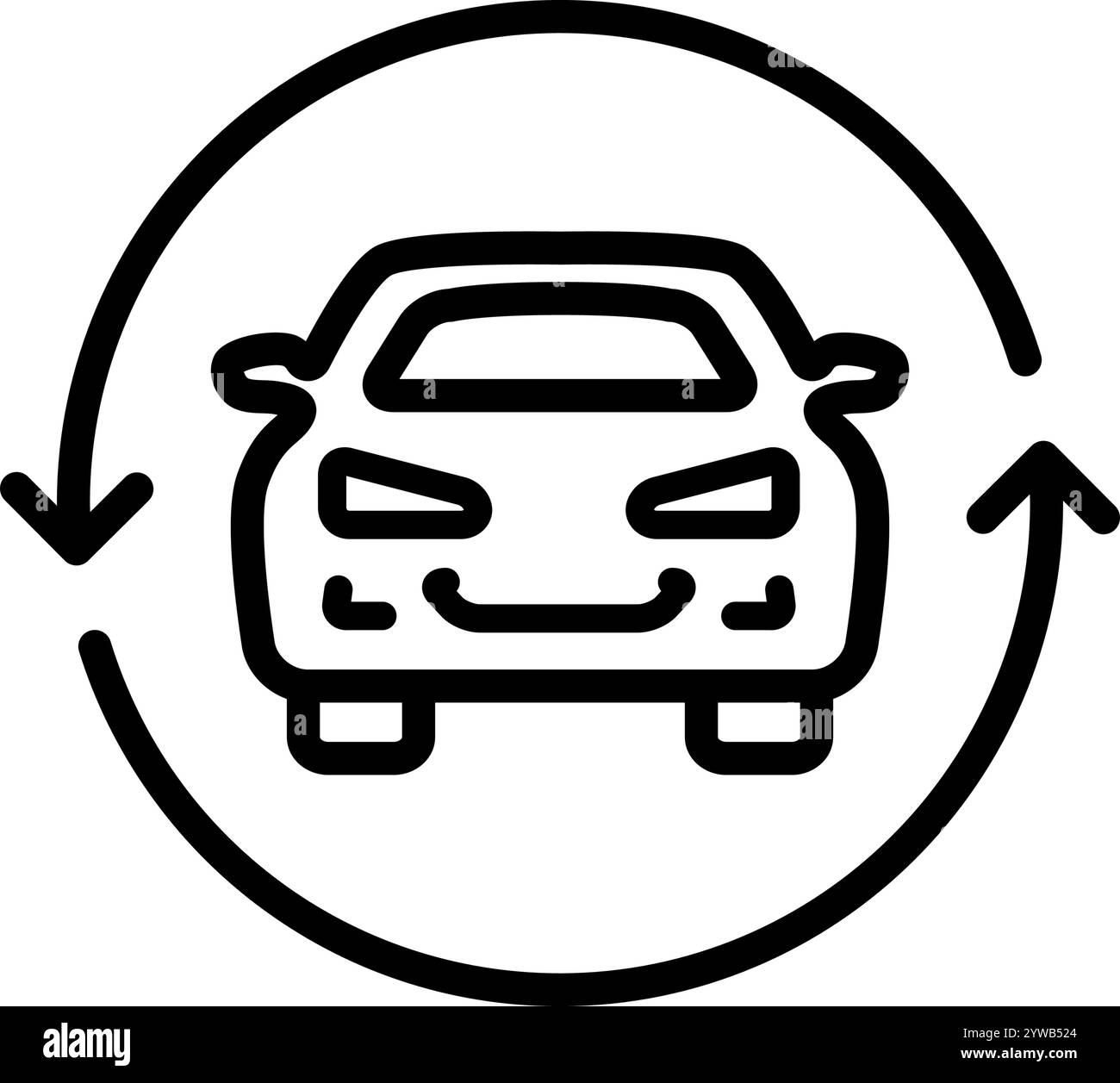 Symbol für einfache Linie der Fahrzeugfront. Auto- und Autohändlersymbol. Auto, Ansicht, Sport, Rennen, Transport, Umrissschild für Transport. Vektordarstellung iso Stock Vektor