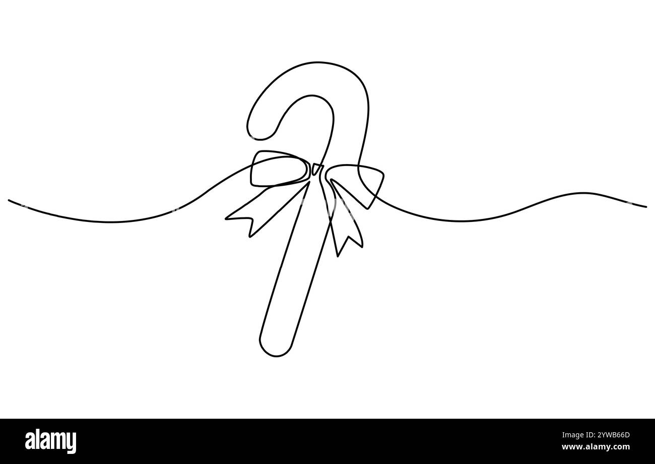 Linienkunst von Zuckerrohr für Weihnachtsvektor Stock Vektor