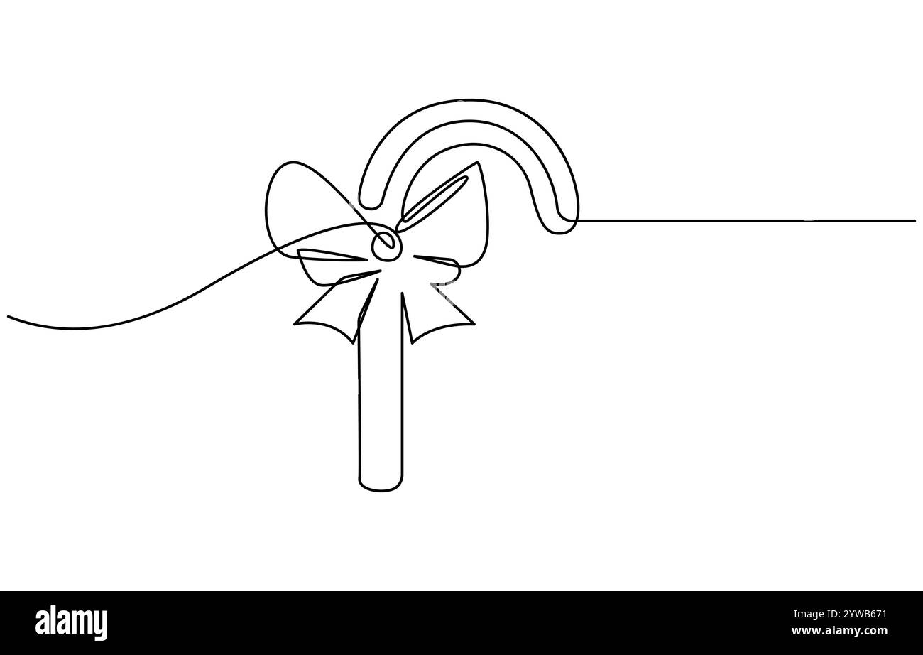 Linienkunst von Zuckerrohr für Weihnachtsvektor Stock Vektor