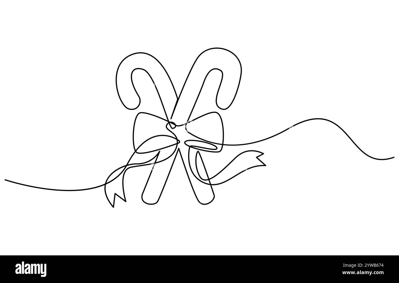 Linienkunst von Zuckerrohr für Weihnachtsvektor Stock Vektor