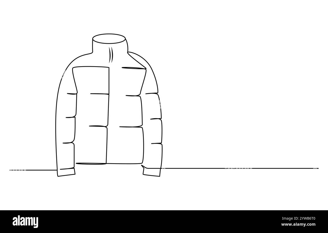 Winterjacke durchgehende einzeilige Zeichnung Vektor-Illustration Stock Vektor