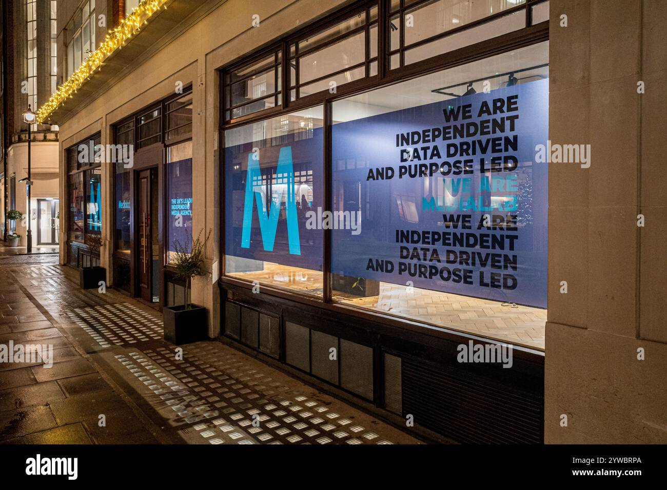 Medialab London. Die Medialab Group behauptet, die führende unabhängige Medienagentur Großbritanniens zu sein, mit Hauptsitz in 3-4A Little Portland St, London. Stockfoto